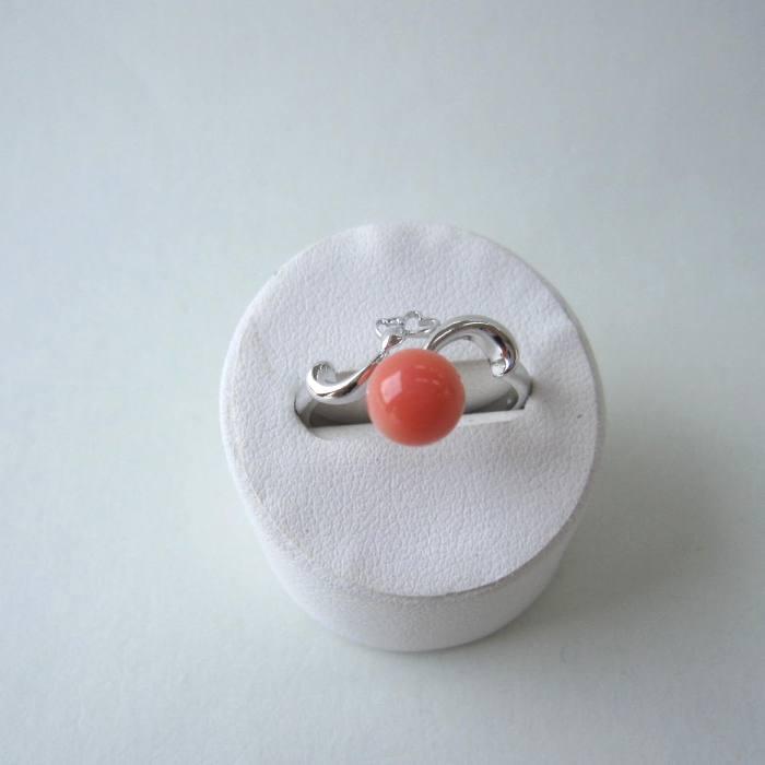 専用アンティークK14YG珊瑚サンゴリング ミルグレインに手彫り 色の