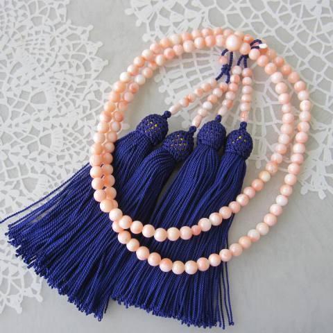 ピンク珊瑚の数珠（念珠）（真言宗）・二輪/（約5.7ミリ）/『宝石サンゴ』