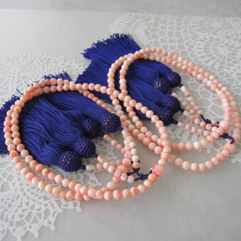 【メール便】 ピンク珊瑚の数珠（念珠）（真言宗）・二輪/（約5.7ミリ）/『宝石サンゴ』 【P1920958633】(12012円)