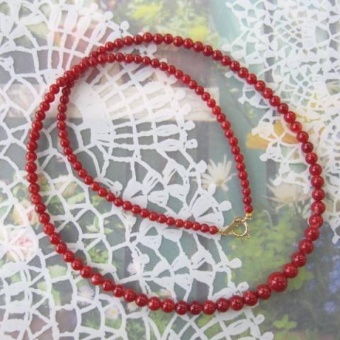高知産血赤珊瑚のネックレス/K18/センター7ミリ/53cm/『宝石
