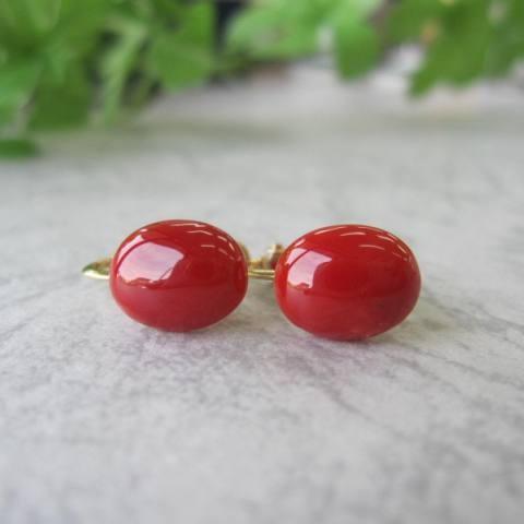高知産血赤珊瑚のオーバルイヤリング 10 7 9ミリ K18 宝石サンゴ R2ea44 71y 珊瑚職人館ー土佐 通販 Yahoo ショッピング