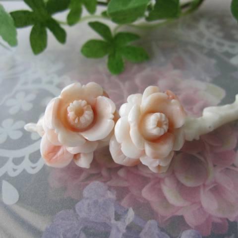 ピンク珊瑚の椿の彫りイヤリング Silver カメリア 天然 宝石サンゴ R2ea74 48y 珊瑚職人館ー土佐 通販 Yahoo ショッピング