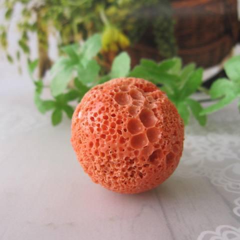 桃珊瑚【大玉】す玉のパーツ /（直径約36.5ミリ）/貫通穴 /天然/『宝石 