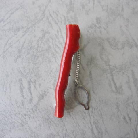高知産赤サンゴ枝のタイピン/タイバー/メンズアイテム/ネクタイピン/『宝石サンゴ』