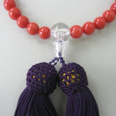 イタリア産赤珊瑚の数珠（5.5ミリ） （真言宗）・二輪 /高級天然