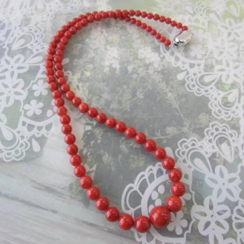 イタリア産赤珊瑚のネックレス /センター10.3ミリ/48センチ  