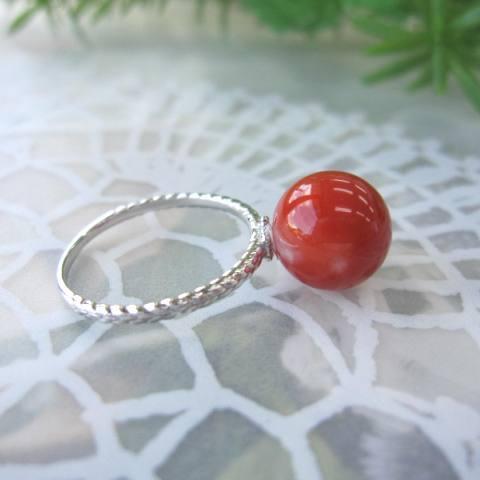 日本・高知産赤珊瑚の デザインリング・指輪/（10.4ミリ） /K18WG