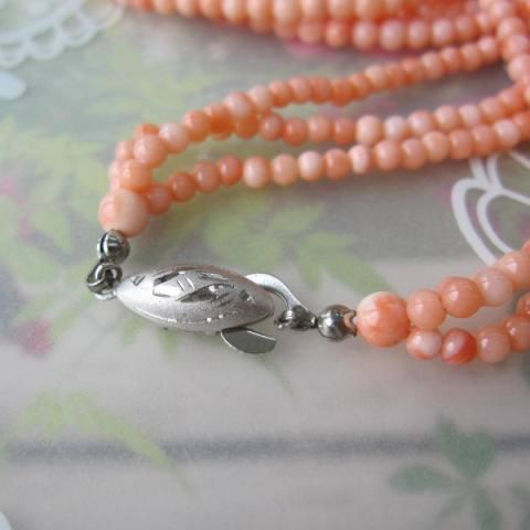 ピンク珊瑚 3連 ロングネックレス 約77センチ SILVER 『宝石 ピンク珊瑚 3連 ロングネックレス 約77センチ SILVER 『宝石