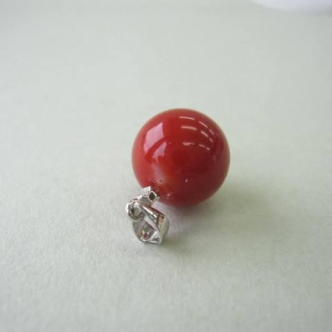 日本・高知産赤珊瑚丸玉 ペンダントトップ/（10.6ミリ） /K18WG