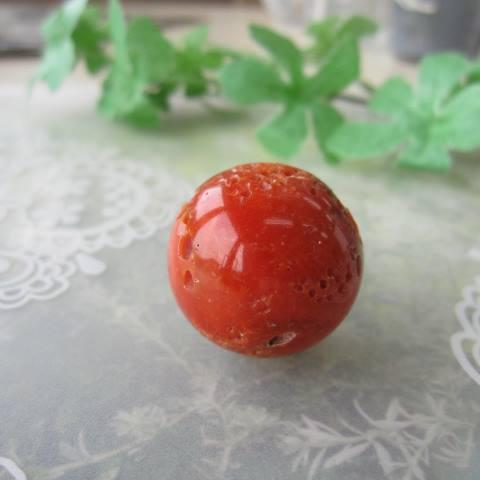 高知産赤珊瑚【大玉】す玉パーツ /25.5ミリ/穴なし /手芸