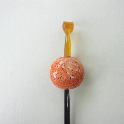 桃珊瑚す玉のべっ甲かんざし（26.5×28.5ミリ）/簪/鼈甲/和小物/髪飾り