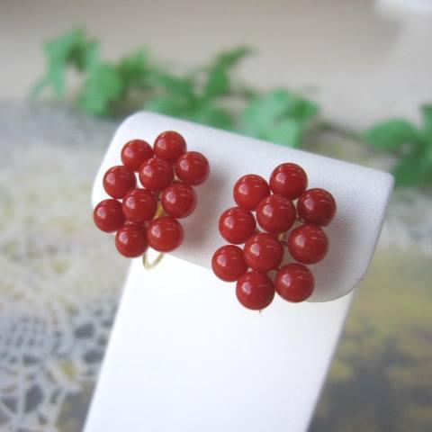 イタリア産赤珊瑚の K18デザインイヤリング /イヤーアクセサリー