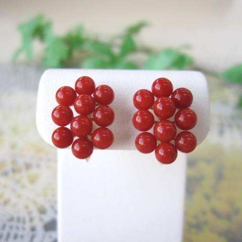 イタリア産赤珊瑚の K18デザインイヤリング /イヤーアクセサリー