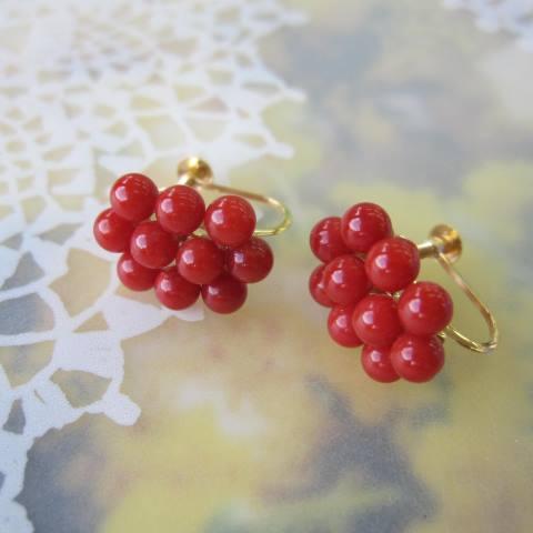 イタリア産赤珊瑚の K18デザインイヤリング /イヤーアクセサリー