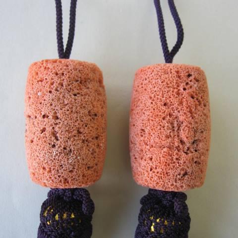 天然桃珊瑚の風鎮 /正絹/手作り/インテリア /『宝石サンゴ』 : 珊瑚