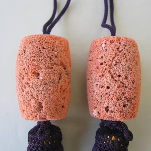 天然桃珊瑚の風鎮 /正絹/手作り/インテリア /『宝石サンゴ』 : 珊瑚