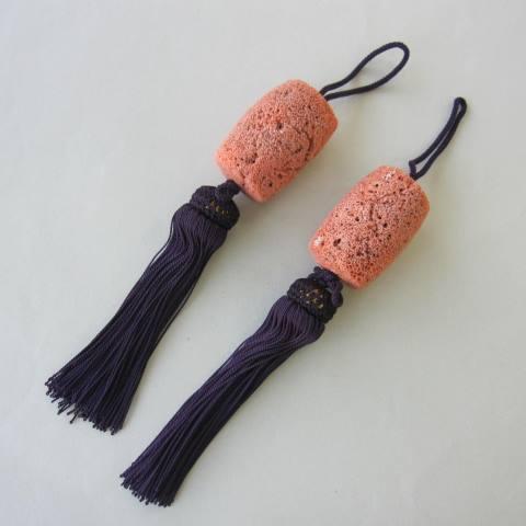 天然桃珊瑚の風鎮 /正絹/手作り/インテリア /『宝石サンゴ』 : 珊瑚