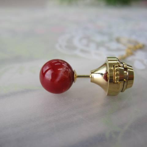 血赤珊瑚 12mm 丸玉タイタックピン