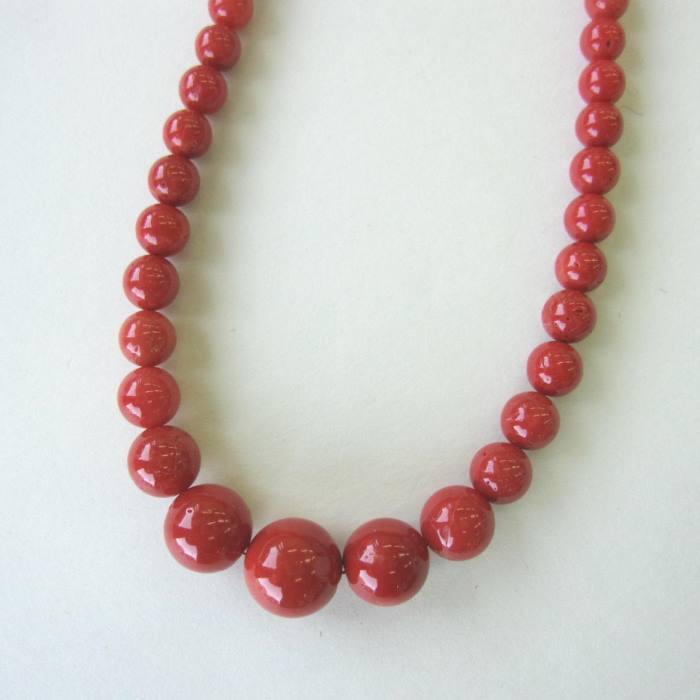 イタリア産赤珊瑚 ネックレス センター11ミリ 48センチ SILVER サルジ  