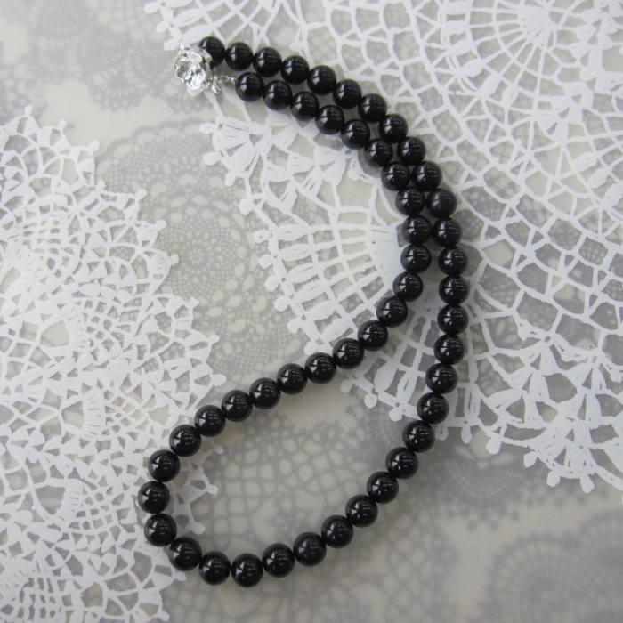 黒珊瑚 ネックレス (8mm) G.SILVER 葬儀 喪服 フォーマル 宝石 黒珊瑚 ネックレス (8mm) G.SILVER 葬儀 喪服 フォーマル 宝石