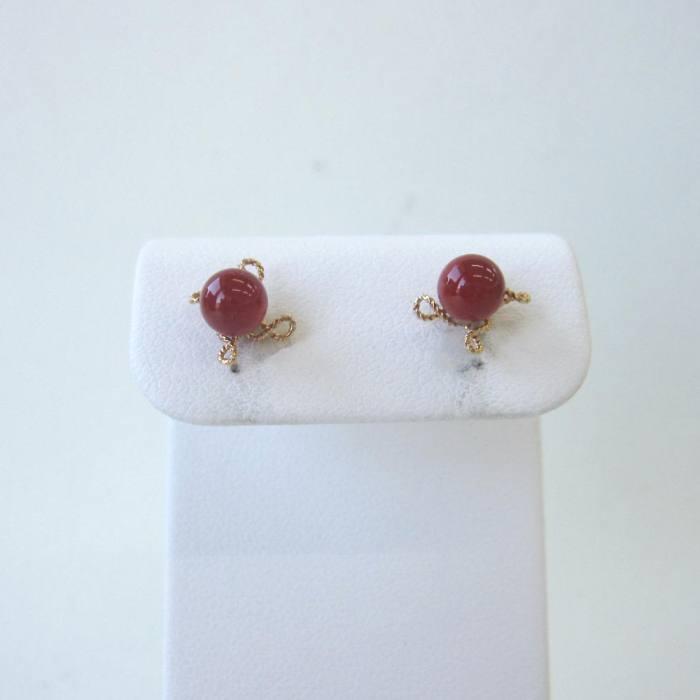 高知県産　血赤珊瑚　ピアス　K18 土佐沖血赤珊瑚ピアス8 - 高知県宿毛市｜ふるさとチョイス
