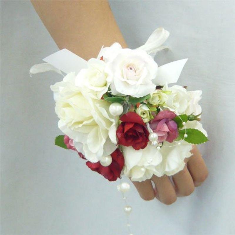 Sale 96 Off ウエディングブーケ ブライダル 造花 リストブーケ白バラ 赤 ピンクミニバラ リスレットs