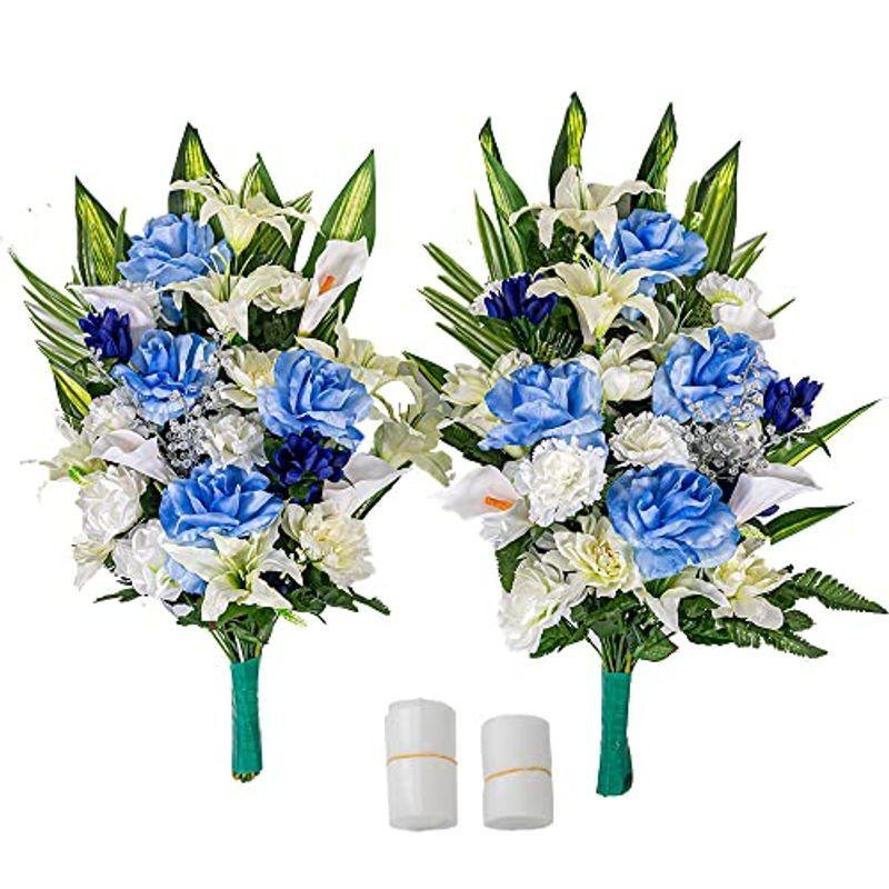 カトリック用 バラ ユリ リンドウ 洋花 カラー 造花 造花 2束固定具付き 造花