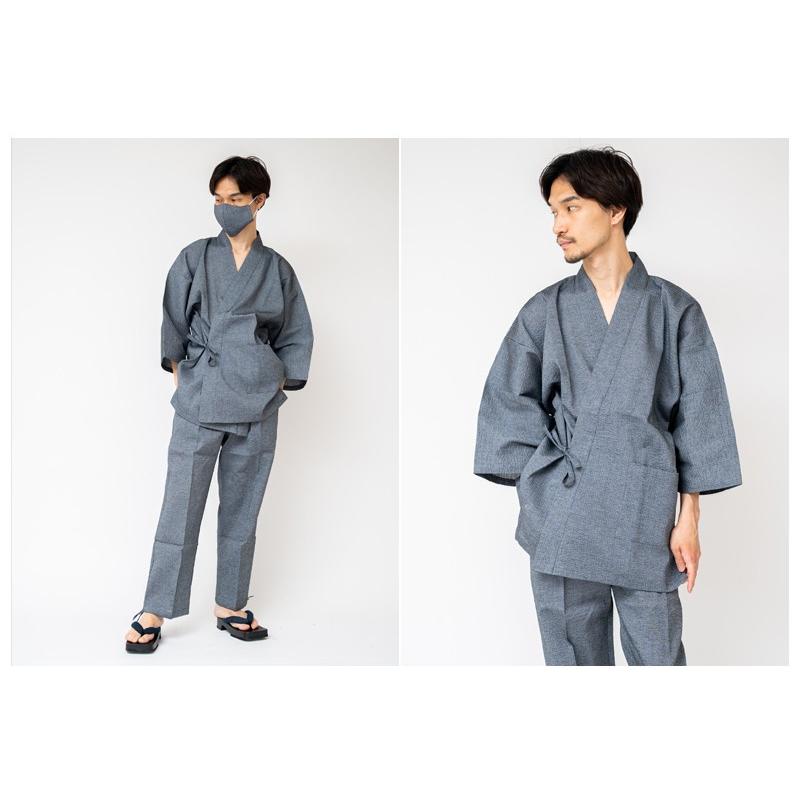 作務衣 マスク セット 男物作務衣 布マスク 日本製 サムエ 寝巻 おしゃれ メンズ 夏用 男性 パジャマ 和服 部屋着 ズボン_13