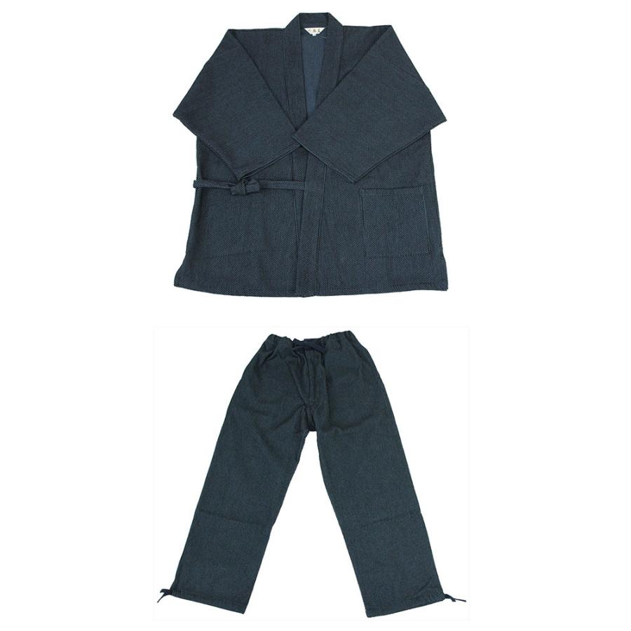 呉服屋 男物作務衣 厚織刺子 作務衣 Mサイズ 受注生産 先染め カジュアル サムエ 寝巻 ユニフォーム おしゃれ オシャレ お洒落 メンズ 紳士物_2