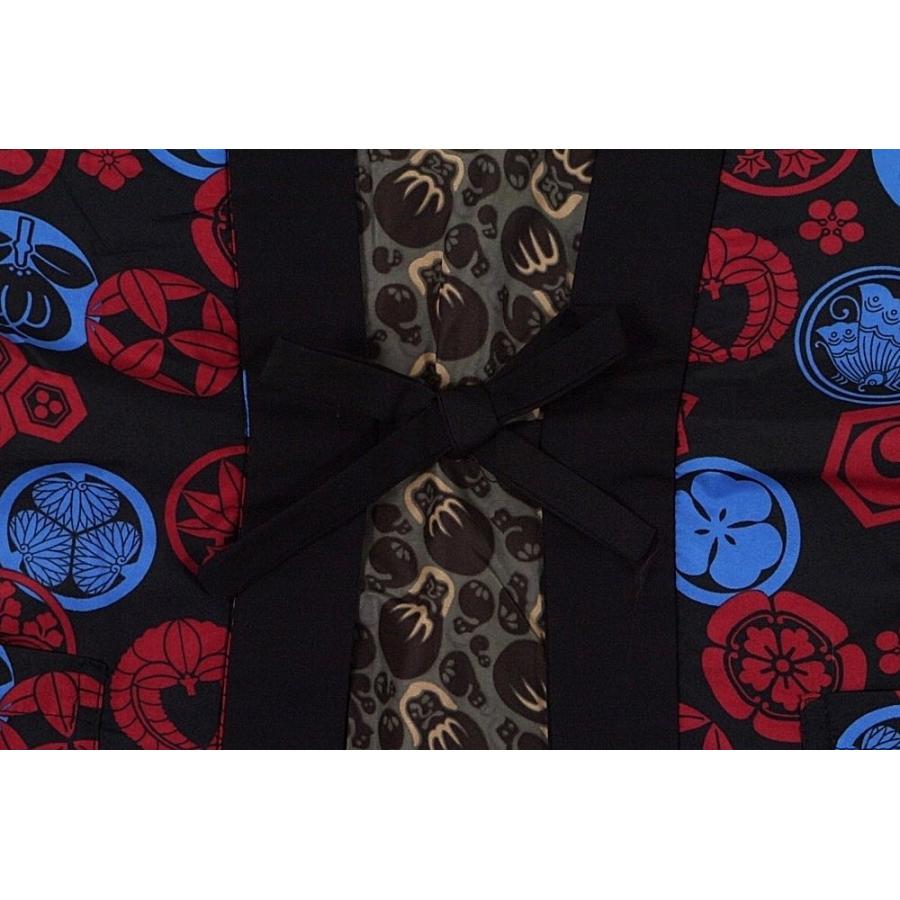 呉服屋 新柄 男物リバーシブル半天 M Lサイズ あったかい半纏で