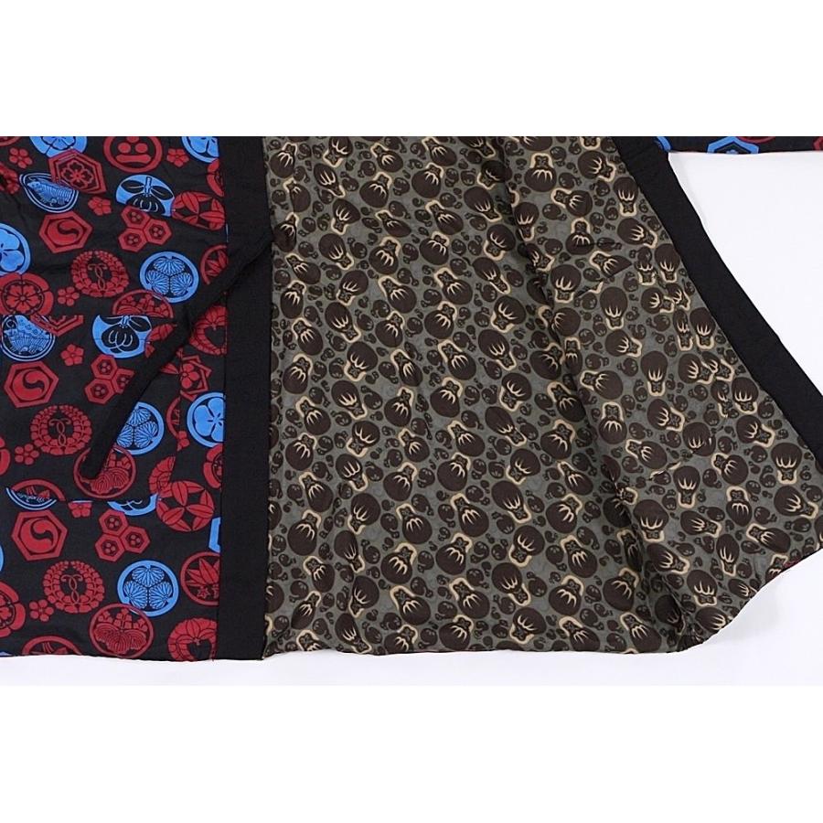 呉服屋 新柄 男物リバーシブル半天 M Lサイズ あったかい半纏で