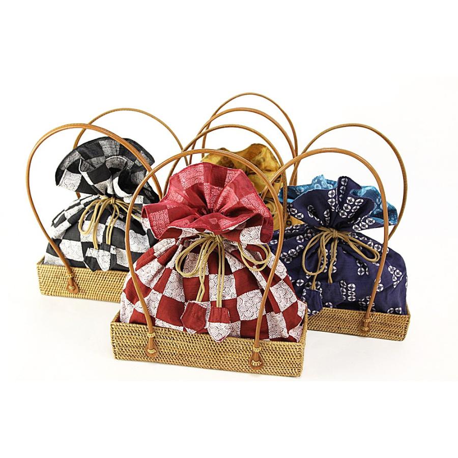 岡重謹製 アタバッグかごバッグ OKAJIMA 籠 カゴ 女性用 女物 巾着  