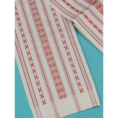 本場筑前博多織 新品 四寸浴衣帯 正絹 単衣 献上柄 半幅帯 夏帯 ゆかた帯 正絹 本場筑前博多織帯献上柄 白地に赤 着物 浴衣 帯 : 浴衣 七五三 と