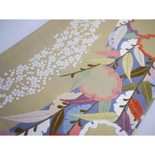 新品　日本製 能堂胡蝶文　西陣橋本テル織物袋帯　no.602　未仕立て　348 西陣袋帯 別誂え 西陣証紙No.602 橋本テル 和装 着物 レディース 浴衣