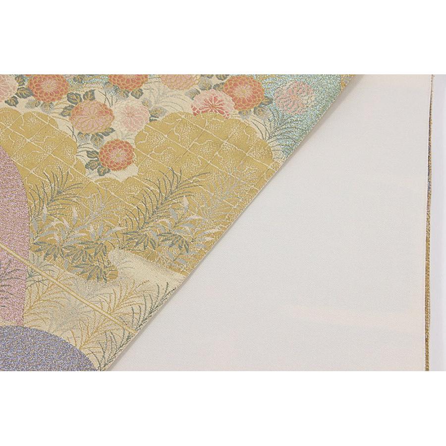 訳あり 西陣袋帯 正絹袋帯 別誂え 金×エメラルド×ピンク×紫（花） 未仕立商品 正装用 フォーマル 仕立代サービス 西陣証紙番号880 くしたに織物の画像