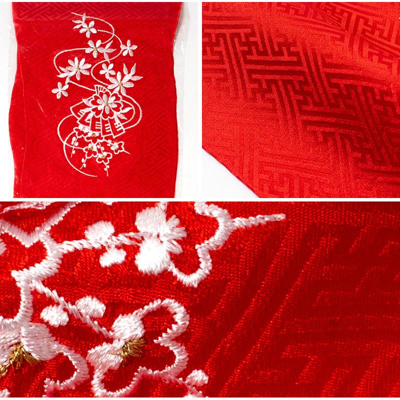 訳あり 廃業品 子供用 正絹 半衿 刺繍 赤 女の子 キッズ 七五三 : 浴衣