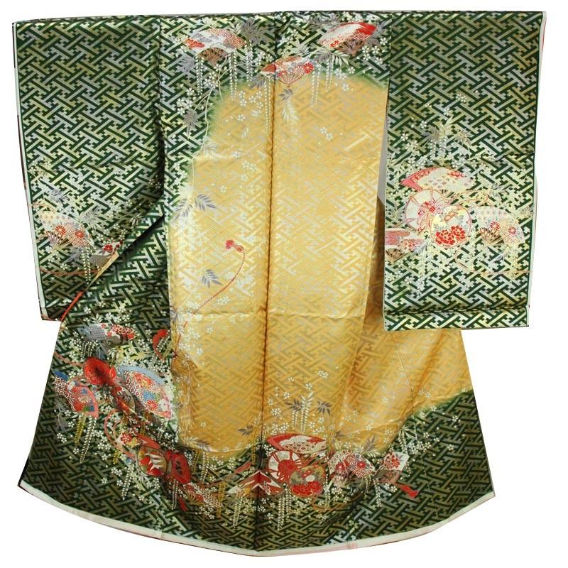 呉服屋 七五三 正絹 四ツ身着物反物 7歳 絵羽柄 未仕立て品 生地
