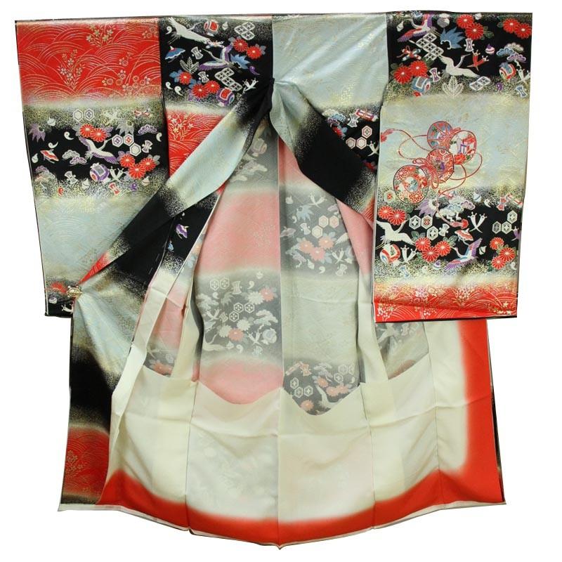 呉服屋 七五三 正絹 四ツ身着物反物 7歳 絵羽柄 未仕立て品 生地