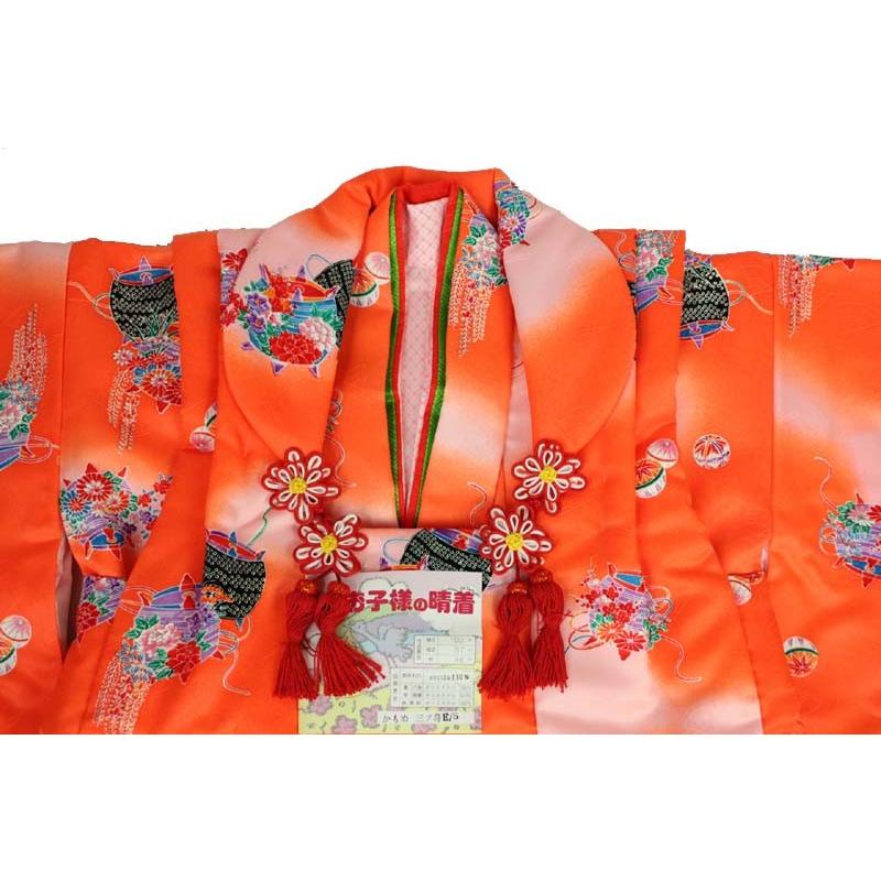 着物屋 訳あり 被布セット オレンジ 七五三 三歳用 子供 女の子 女児