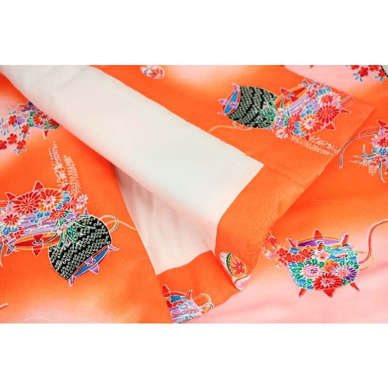 着物屋 訳あり 被布セット オレンジ 七五三 三歳用 子供 女の子 女児