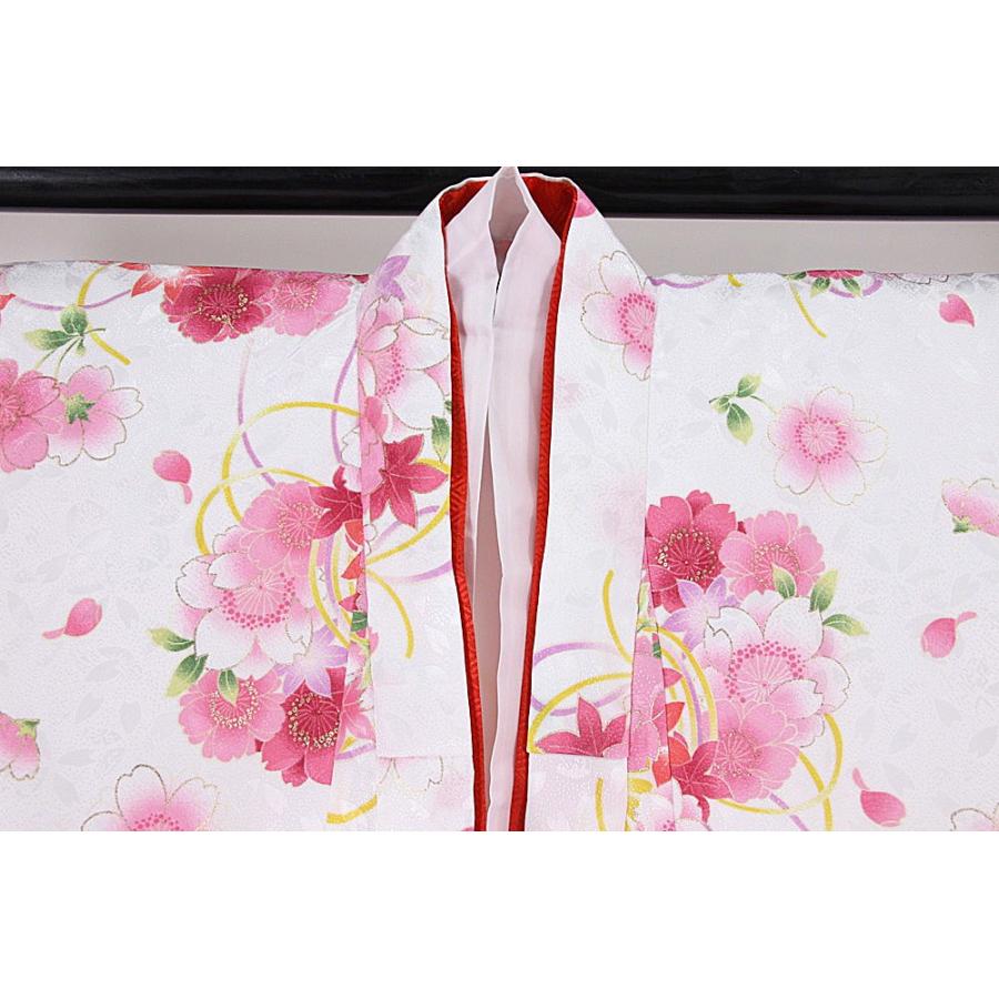 七五三　七才　女の子　正絹着物、長襦袢セット　四つ身 七五三 正絹絞り四つ身着物 絞り 刺繍 長襦袢セット 7歳用