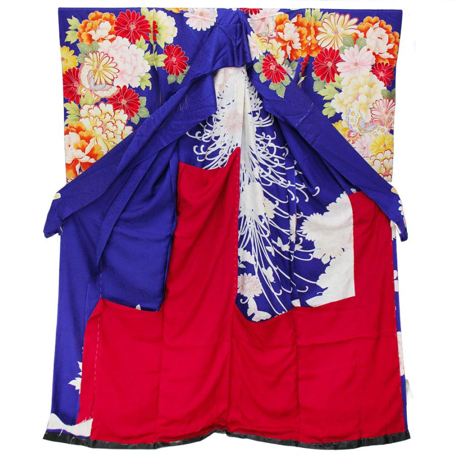 呉服屋 訳あり正絹 振袖 仮絵羽 京友禅 未仕立て品 一部刺繍有 仕立ての練習用に最適 舞台衣装としても 成人式 オーダーメイドの画像