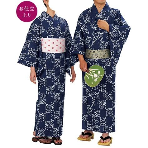 踊り衣裳【お仕立上り浴衣 東印 お揃いゆかた】裄長キング巾 白×紺