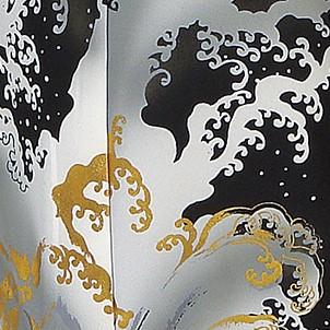 踊り衣裳【反物 川印 一越本絵羽】黒（波柄） 取り寄せ商品 「日本の