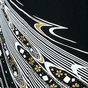 衣裳 着物 谷印 加工絵羽 黒白 金柄 絵羽 女性用 レディース レディース 着物 浴衣