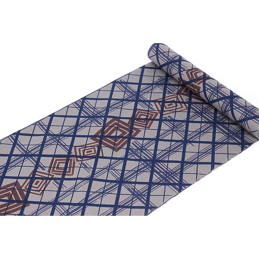 送料無料 呉服屋 竺仙謹製 男物 浴衣 反物 キングサイズ グレー×紺×茶
