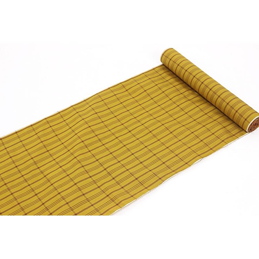 呉服屋 訳あり 反物 本場黄八丈 着尺 （黄×茶）伝統工芸品 特選手織り