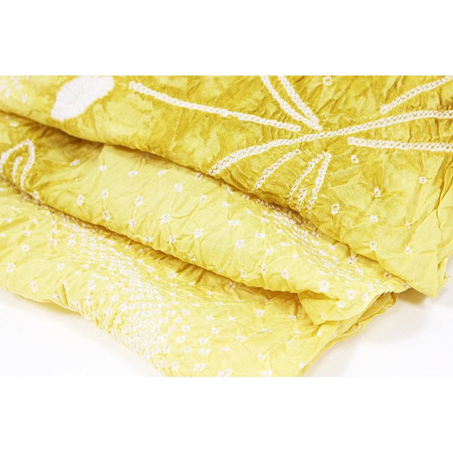 夏絞り　夏反物‼︎リメイクに総絞り反物　黄色　新品未使用 夏絞り 夏反物‼︎リメイクに総絞り反物 黄色 新品未使用 夏絞り 夏反物