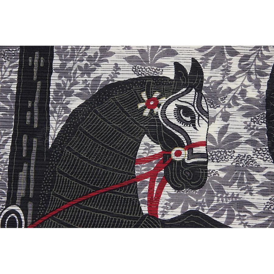 新柄 岡重謹製 女物浴衣 反物 グレー（馬） 綿100% 生地 上品 女浴衣