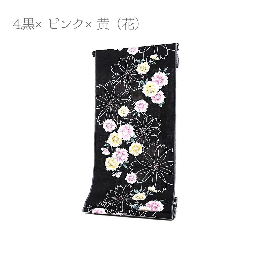 浴衣反物 4点セット 花柄 黒白 反物 浴衣 正絹 綿麻 レディース 新柄 変わり織り 浴衣反物 教材用